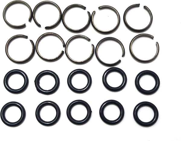 10-Piece Impact Wrench Socket Retainer Rings Set, 1/2 Inch, Black, Carbon, Rubber, Steel