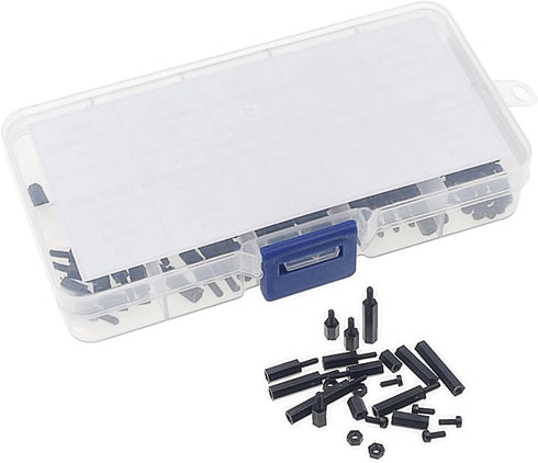 M2 Nylon Hex Male-Female Spacer Standoffs Screw Nut Assortment Kit - Black