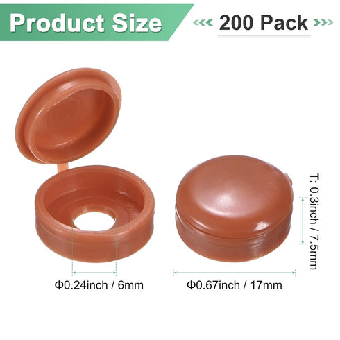 M METERXITY 200-Pack 6mm M3 M4 M5 Plastic Hinged Screw Cover Caps, Shutter Screws with Caps, Fold Snap Washer Covers