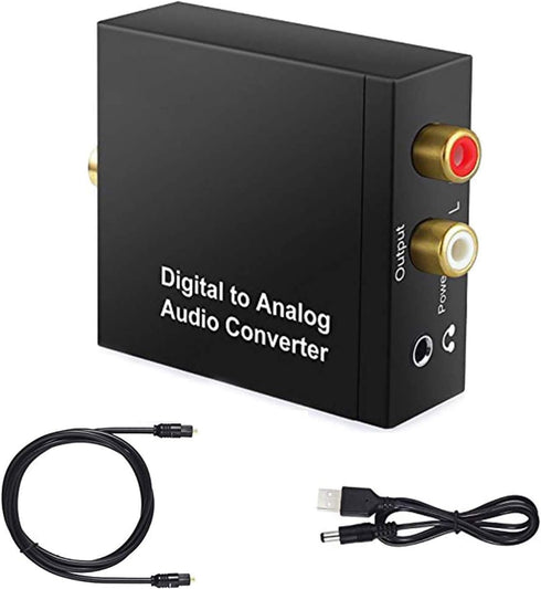 Airlxf Audio Converter, Digital to Analog DAC SPDIF Optical to Analog L/R RCA Converter, Optical to 3.5mm Jack Adapter