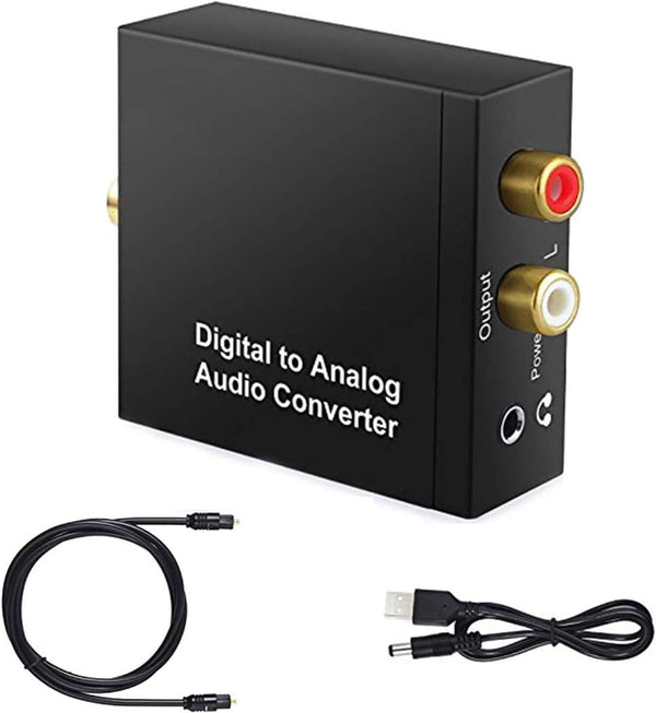 Airlxf Audio Converter, Digital to Analog DAC SPDIF Optical to Analog L/R RCA Converter, Optical to 3.5mm Jack Adapter