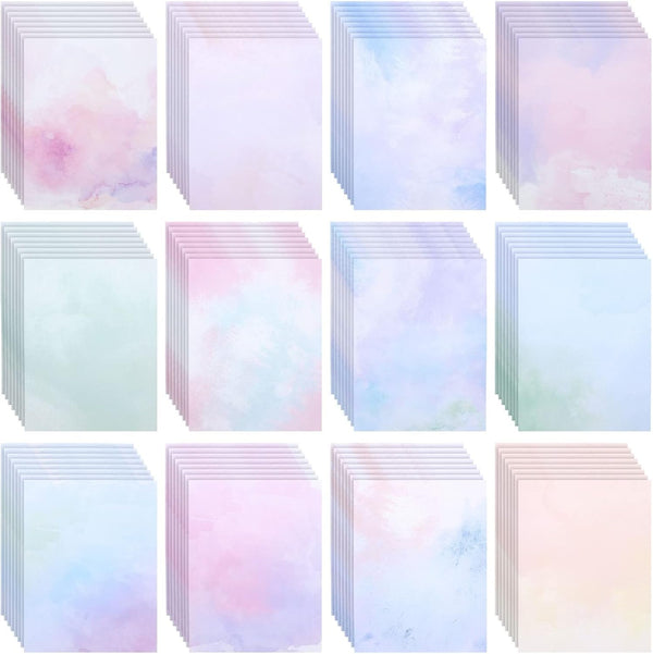 Paper Junkie 96 Sheets Decorative Watercolored Printer Paper 8.5 x 11 in - Double Sided Pastel Cardstock