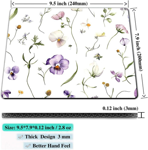 IMAYONDIA 9.5" 7.9" Computer Mouse Pads for Desk, Sage Green Floral Mouse Pad Small Square Computer Mousepad, x