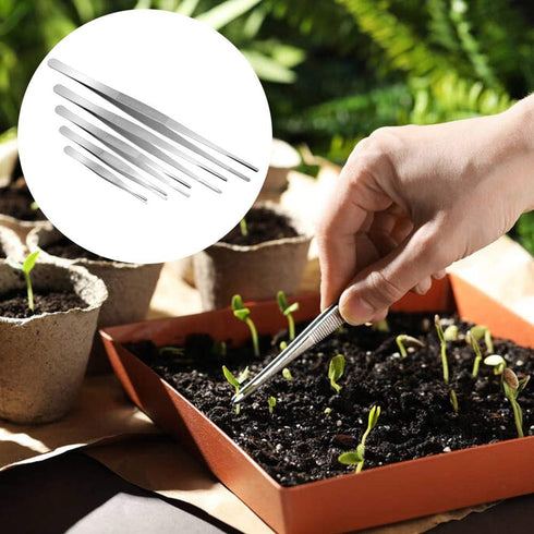 Hysagtek 5 Pcs Stainless Steel Gardening Tweezers Set, Large Long Plant Tweezers for Gardening, Kitchen, Succulents,