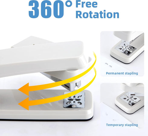 Deli/EZWORK Swing-Arm Swivel Stapler, 25 Sheets Capacity, 360 Degree Rotate Desk Stapler with 1000 Staples