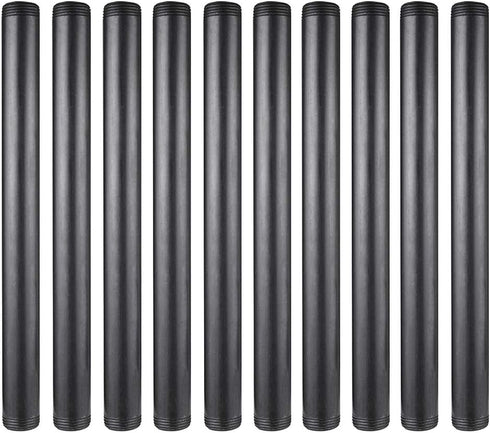10 Pack 1 Inches x 14 Inches Black Malleable Steel Nipples Fitting, DIY Steampunk Industrial Vintage Style.
