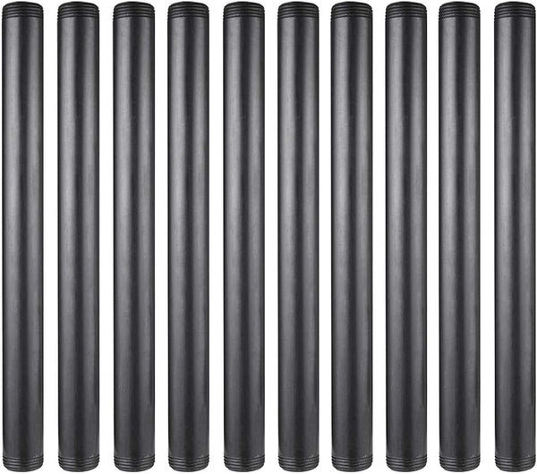 10 Pack 1 Inches x 14 Inches Black Malleable Steel Nipples Fitting, DIY Steampunk Industrial Vintage Style.