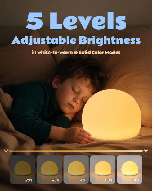 WattBubble 13 30 Night Light for Kids, Soft Egg Light with Colors Changing Mode, Interactive Tap Light Stress Relief