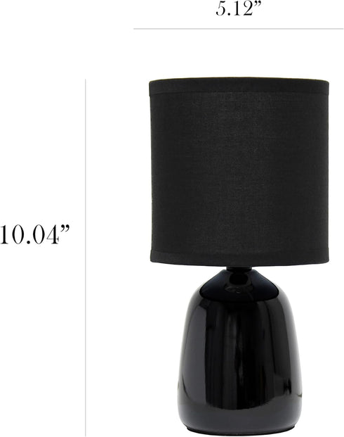 Simple Designs LT1134-BLK 10.04" Tall Traditional Ceramic Bedside Table Lamp with Matching Fabric Shade