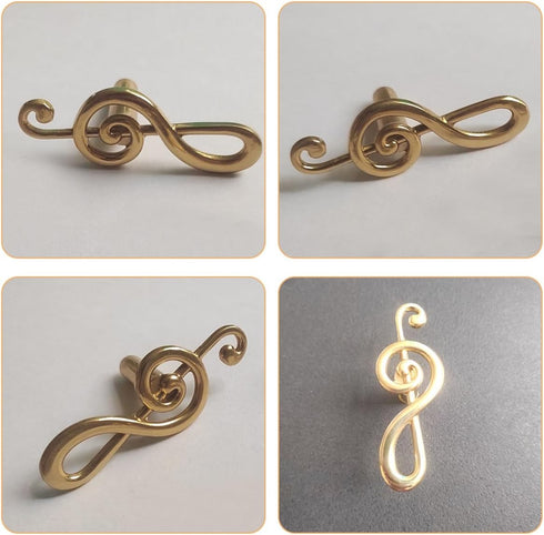 PRETYZOOM Vintage Brass Cabinet Pull Handle for Wardrobe and Drawer, Small Furniture Knob with Note Design, Suitable