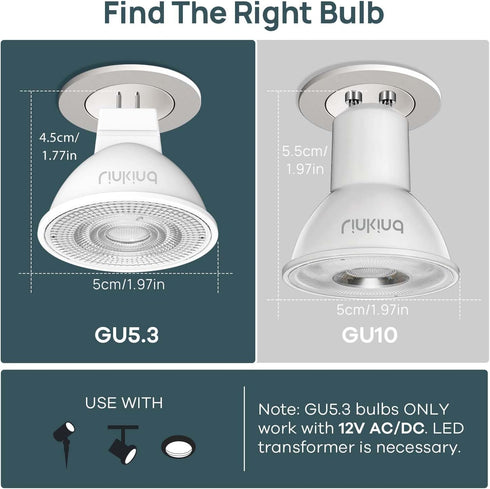 Dimmable MR16 Bulbs, 50W GU5.3 MR16 Bulbs, 12V 5W 2700K 500lm 40 6 Packs Linkind LED Equivalent Bi-Pin Base Low Voltage
