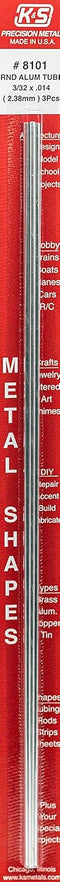K&S K & S Precision Metals 8101 Round Aluminum Tube, 3 Pieces, 3/32" OD x 0.014" Wall x 12" Long, Made in The USA