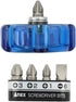 ANEX Mini Stubby Screwdriver for Tight Areas, Phillips and Flathead with 5 Multi Bits Set, Blue
