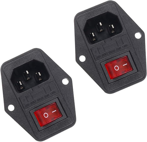URBEST Inlet Module Plug, 5A Fuse Switch Male Power Socket, 10A 250V, 3 Pin IEC320 C14, 2 Sets