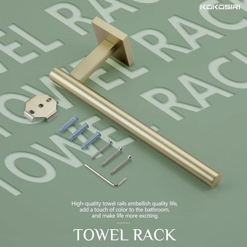 KOKOSIRI Bathroom Towel Bar, Gold Hand Towel Holder, Wall Mount Toilet Kitchen Cabinet Paper Holder, Stainless Steel,