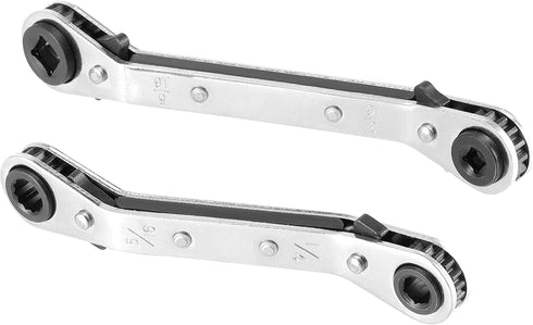 4 PCS HVAC Service Wrench Tools, Ratcheting Curved Wrench Set for Equipment Repair