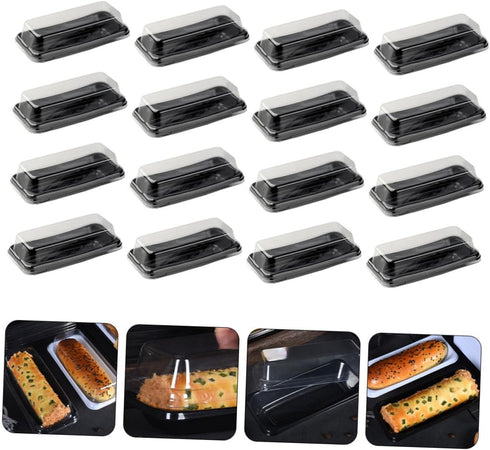 16pcs Packaging Creative Bread Box with Lid Black Rectangular Cake Storage Case for Bakery, Loaf Bread and Household