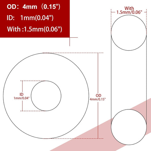Sivak 240Pcs Silicone O Ring VMQ Seal Gasket for Compressor Valve Silicone O Ring for Pipe Repair Stabilize Switch on Keyboard Automotive Faucet Pressure Plumbing (4 mm OD, 1 mm ID, 1.5 mm Width)