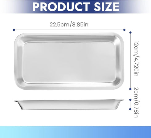 NUOMI Medical Surgical Tray, Stainless Steel Instrument Trays Organizer, 2 Pack Dental Procedure Tray