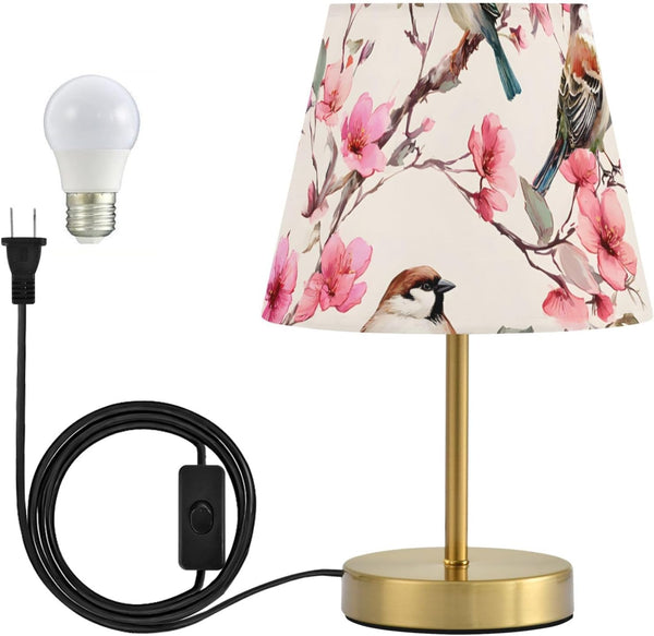 ALAZA Table Lamp for Bedroom Nightstand Cherry Blossom Bird Bedside Lamp with
