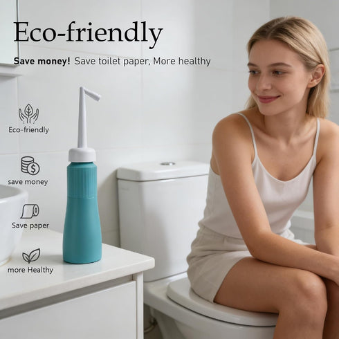 Nozzle, 350ml Portable Bidet for Travel Peri Bottle Postpartum Handheld Bidet sprayers, Retractable Storage Bag