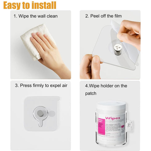 Nelspen (5.04" 5.31" 5.51" Acrylic Wipes Holder, Clear Wall Bracket Container for Cleaning Wipes Wall-Mount or Adhesive