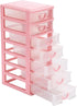 Rempry Mini Plastic Organizer with 7 Clear Drawers, Small Storage Drawers Containers for Desk, Counters, Cabinets, Pink
