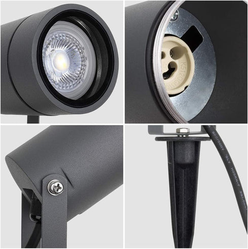 6W GU10 Bulb 110V 3000K IP65 5ft DAWALIGHT Outdoor Spot Light, Landscape Lighting Spotlight for Yard, Replaceable