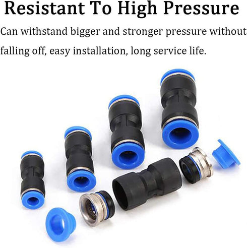 Quick Fitting Set 4mm/6mm/8mm/10mm, Push to Connect Pipe Tube Straight Fittings, Pneumatic Air Line Connector 40Pcs