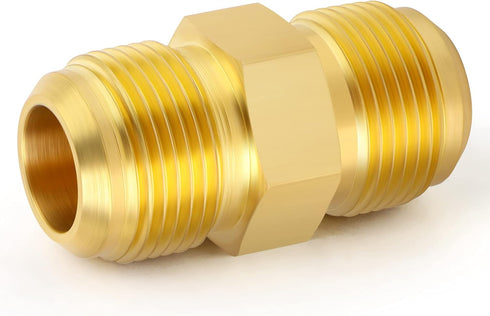 GASHER 10PCS Brass Tube Fitting, Half-Union, 1/4" Flare x 1/4" Flare Male Pipe Fittings