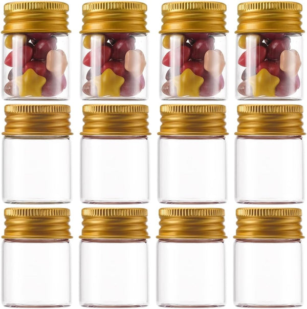 SUNNYCLUE 20Pcs Glass Clear Test Tubes 15ml with Gold Aluminium Screw Cap for Essential Oil, Jewelry DIY Crafts