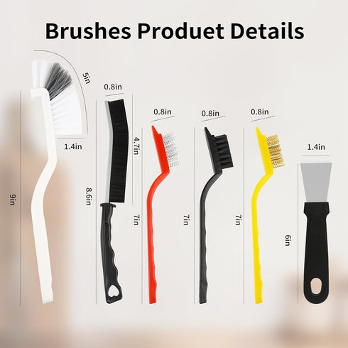 11Pcs Hard Bristle Crevice Cleaning Brush Set for Sink, Cup, Teapot, Bottle, Blender, and Corner