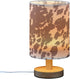 Bedside Lamp Cow Horse Print Brown Spots Table Lamp for Bedroom LED Nightstand Lamp Shade USB Ports Wood Base