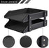 Leather Desk Organizer, 2-Tier Stackable Letter Tray Holder for Document, Stationery, Magazines, Black