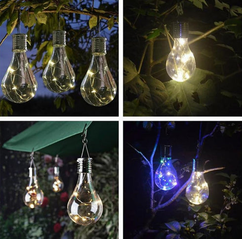 WHAPELQ Bulb Solar Hanging Camping Lights Garden Yard Pathway Waterproof LED Light (Green)