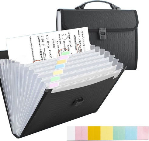 TRANBO Portable Expanding File Folder, Extra Large Legal Size/Foolscap 13 Pockets Accordion Organizer with Handle -
