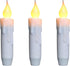 CVHOMEDECO. Set of 3 Flickering Taper Candles, LED Drip Flameless Candles, Battery Operated with Timer, White, 4-3/4