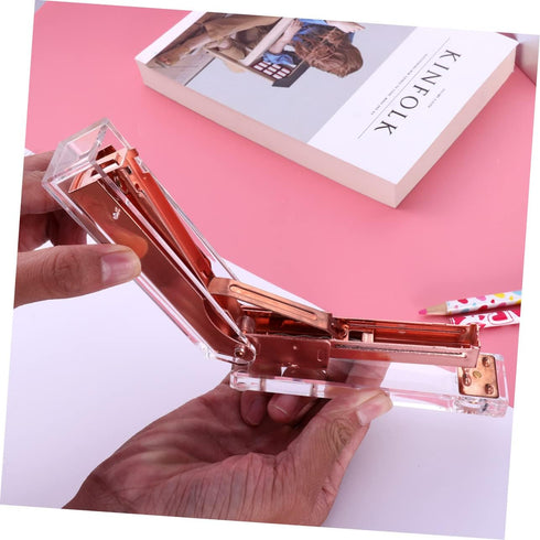 Pink Metal Office Desktop Stapler, Portable Fashion Staplers for Book Binding, Daily Use at Office or School