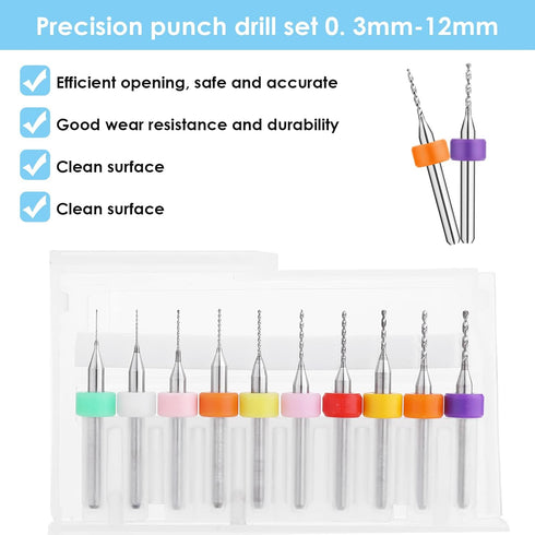 20 Pcs Micro Drill Bit Set, 0.3-1.2mm Tungsten Steel Bits for PCB Print Circuit Board and CNC Router