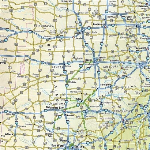 USA Interstate Highways Wall Map, 22.75" x 15.5" Matte Plastic