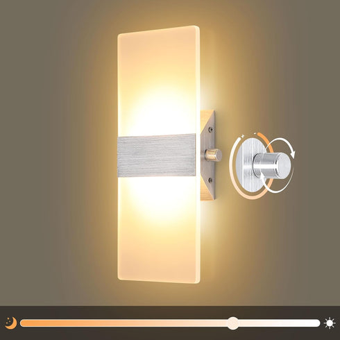 LIGHTESS Modern Wall Sconces Dimmable Switch 12W LED Wall Lights Up Down