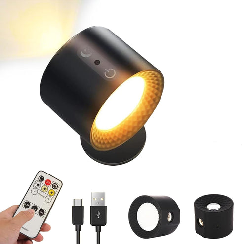 LED Wall Sconce, 360 Cordless Wall Light, Remote Control Touch Dimming Wall