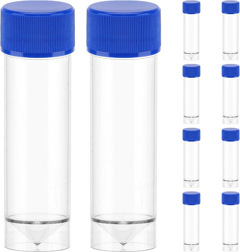 10pcs Plastic Specimen Cup with Lid Stool Specimen Container for Laboratory Medical Use (25-30ml, Without Spoon)