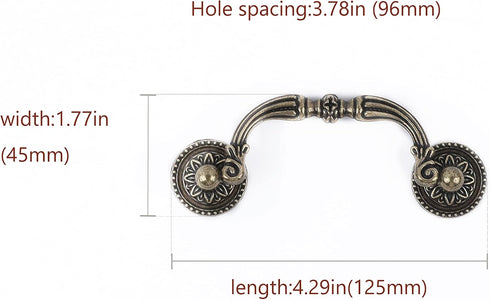 6PC Nostalgic Chic Drawer Drooping Guardrail Dresser Drawer Handles Vintage Bronze Cabinet Handles (3.78in) by Fanruier