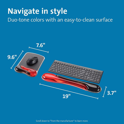 Kensington Duo Gel Mouse & Keyboard Wrist Rest Bundle - Ergonomic Set with Cooling Gel, Red