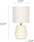 LT1168-CRM 12.68" Simple Designs Chic Glow Mini Stacked Ceramic Table Lamp, Monochromatic Fabric Shade, Small Accent