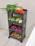 Generic 4-Tier Rolling Storage Cart, Black, Plastic, with Wheels, Slim Organizer for Kitchen, Bathroom, Office