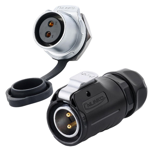 CNLINKO LP20 2 Pin Waterproof Connectors, IP68 Circular Fast Locking Plug, 2-12 Pin Power Connector