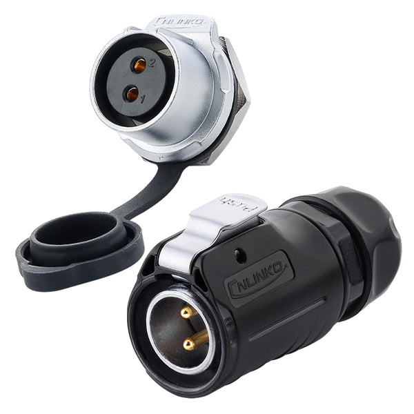 CNLINKO LP20 2 Pin Waterproof Connectors, IP68 Circular Fast Locking Plug, 2-12 Pin Power Connector