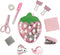 Anruiqiao Cute Strawberry-Shaped Mini Stationery Set for Kids Students 12-Piece Pink Kawaii Desk
